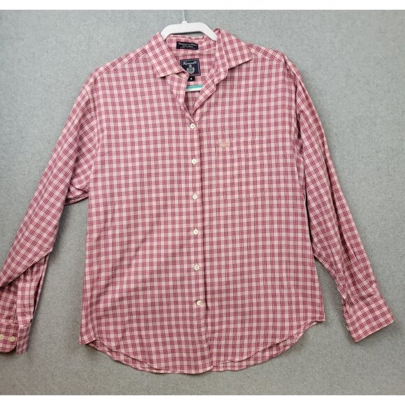 Faconnable Button Down Shirt Womens Medium Pink Gingham Cotton Career France - Picture 1 of 8